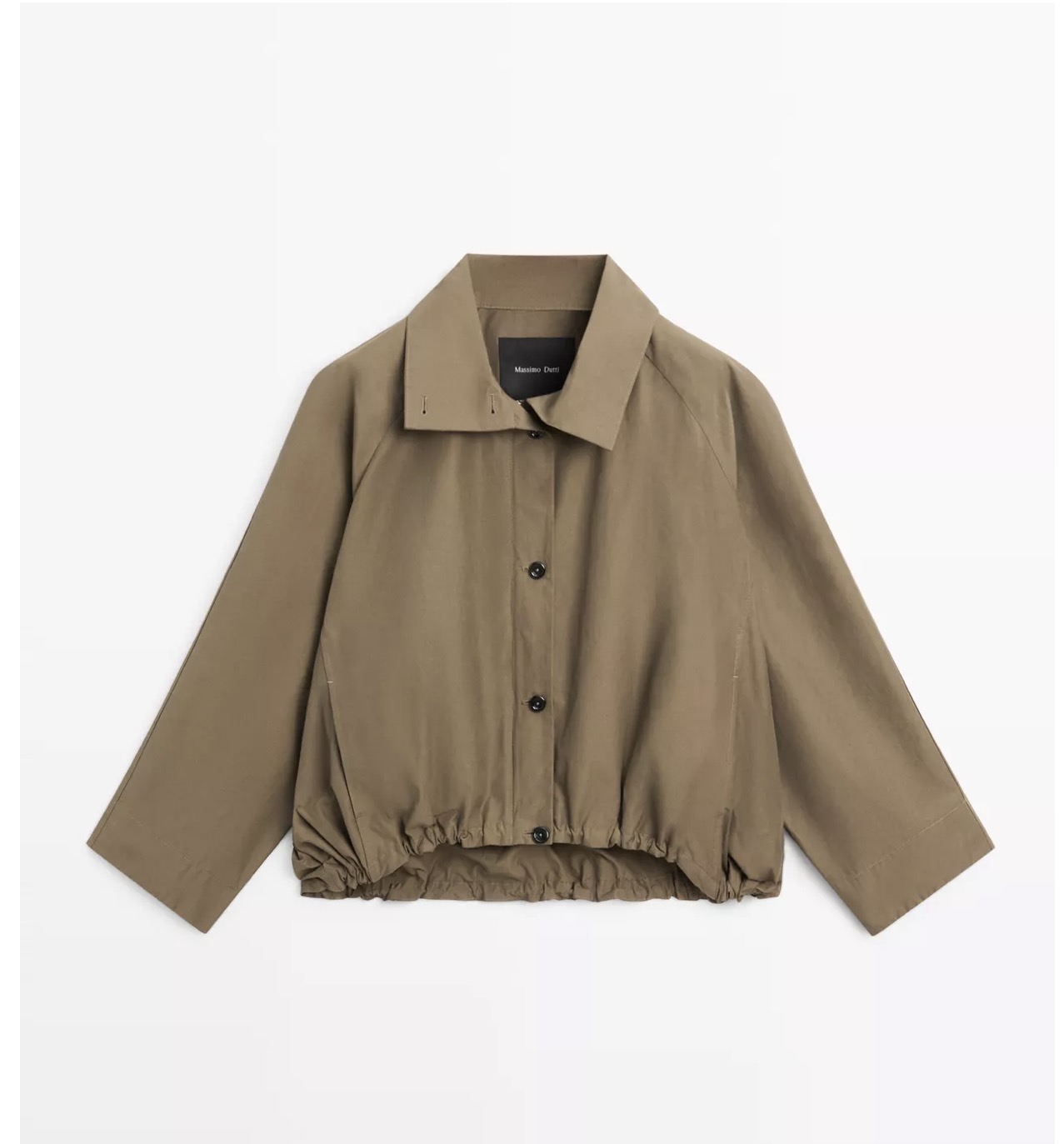 Massimo Dutti High Neck Bomber Jacket Dark Khaki Ref 6783/205/505