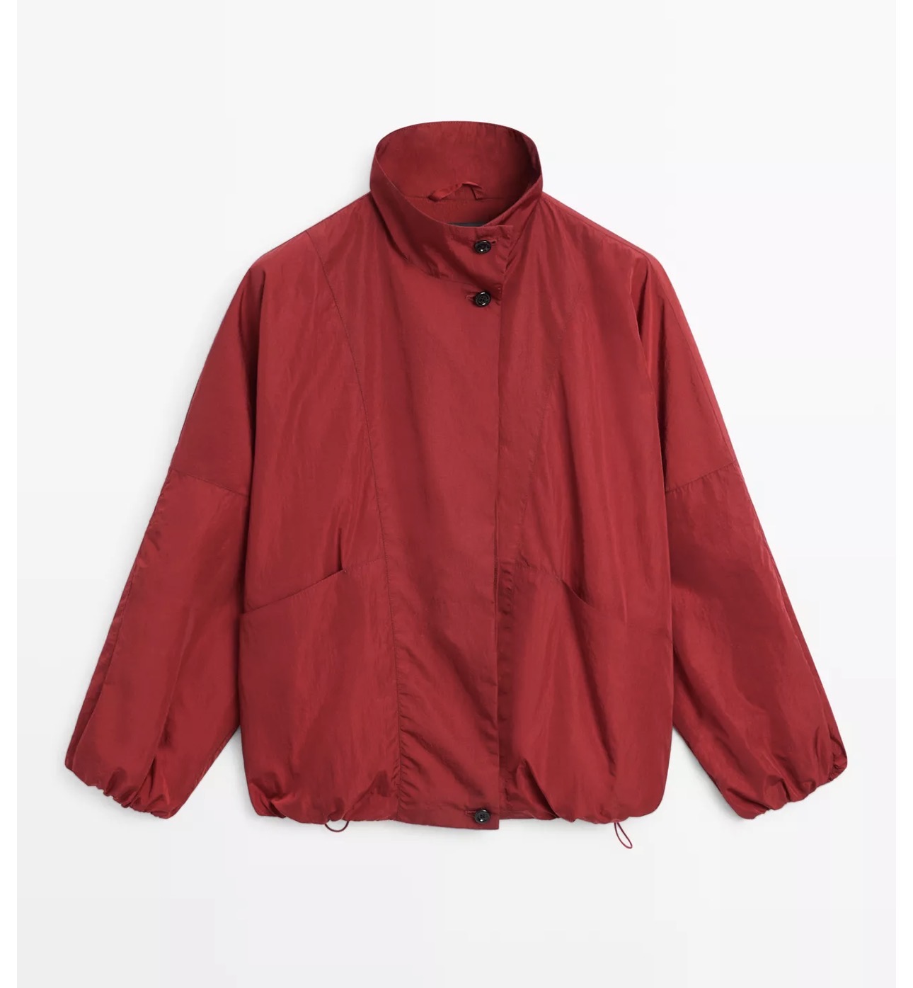 Massimo Dutti High Neck Bomber Puff Jacket Red Ref 6788/909/601