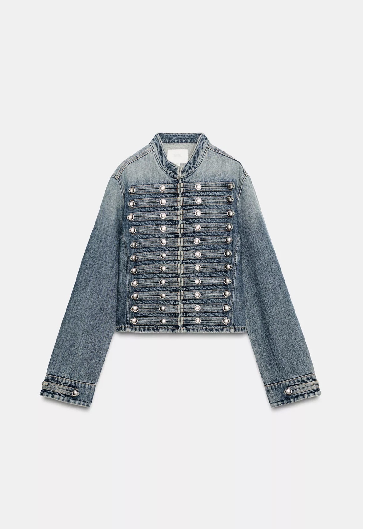 Zara TRF Fitted Button Denim Jacket Blue Ref 0695/074/400