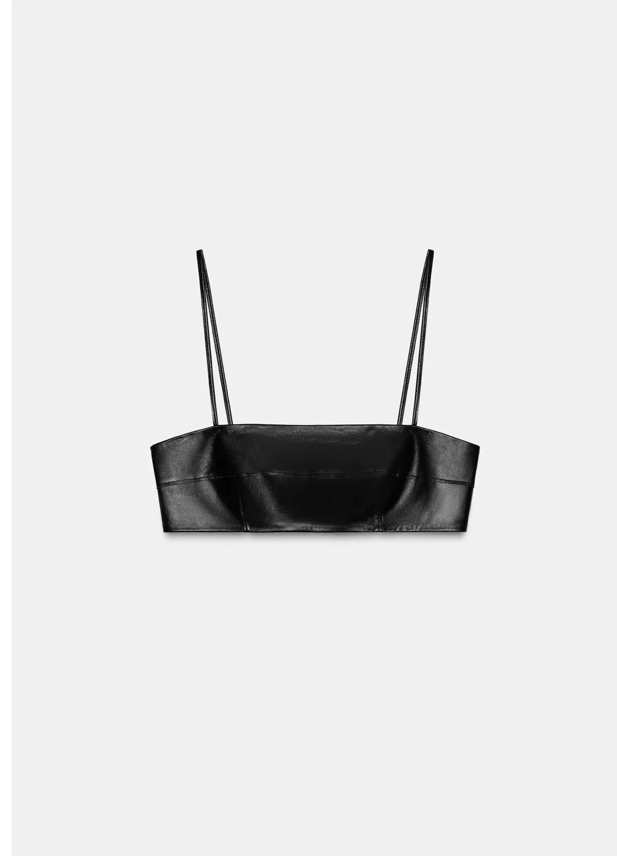 Zara 100% Leather Bandeau Top ZW Collection Limited Edition Black Ref 1758/107/800