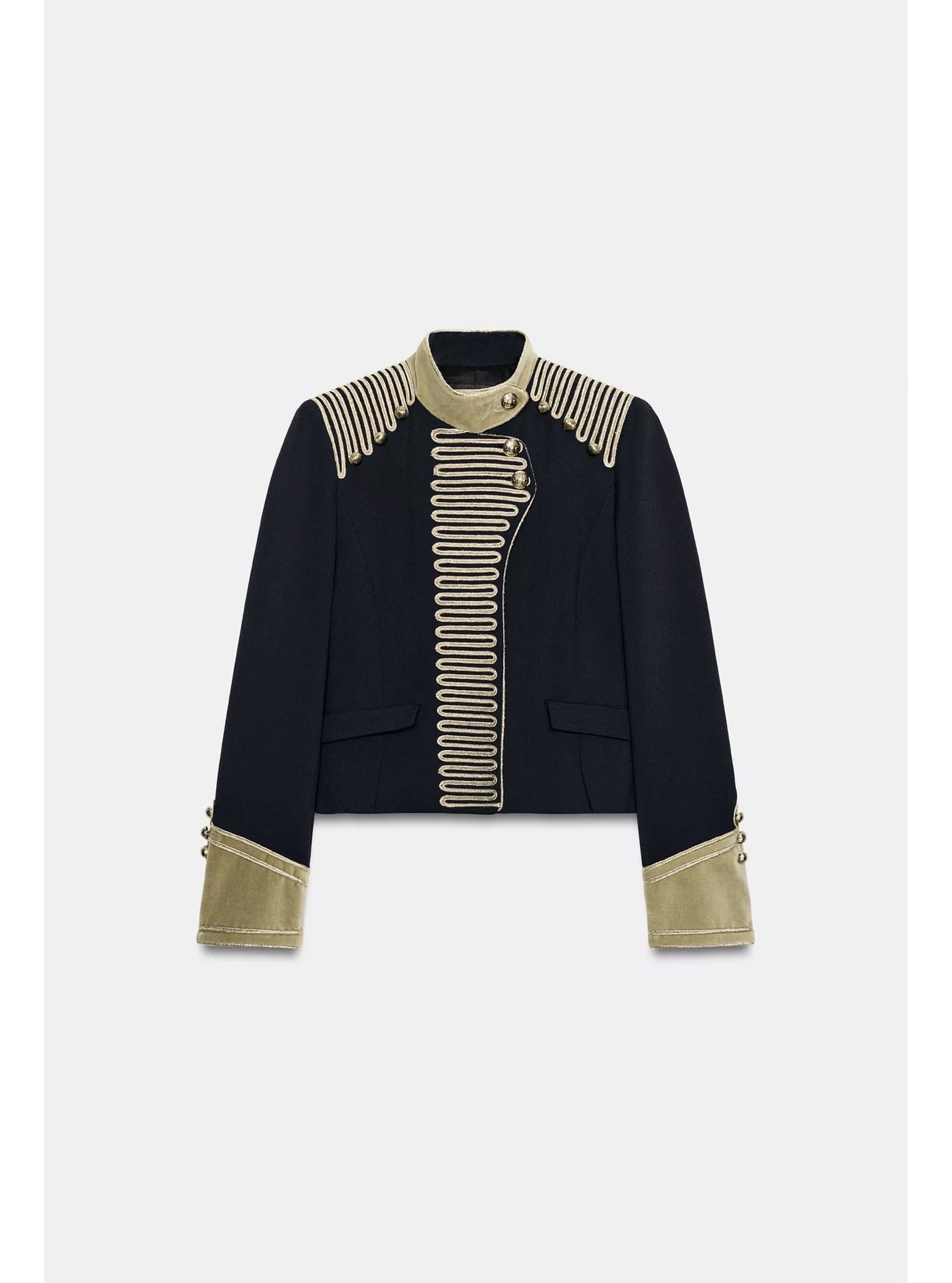 Zara ZW Collection Limited Edition Toggle Jacket military jacket napoleon jacket blazer with gold buttons Dark Navy Ref 2453/326/422