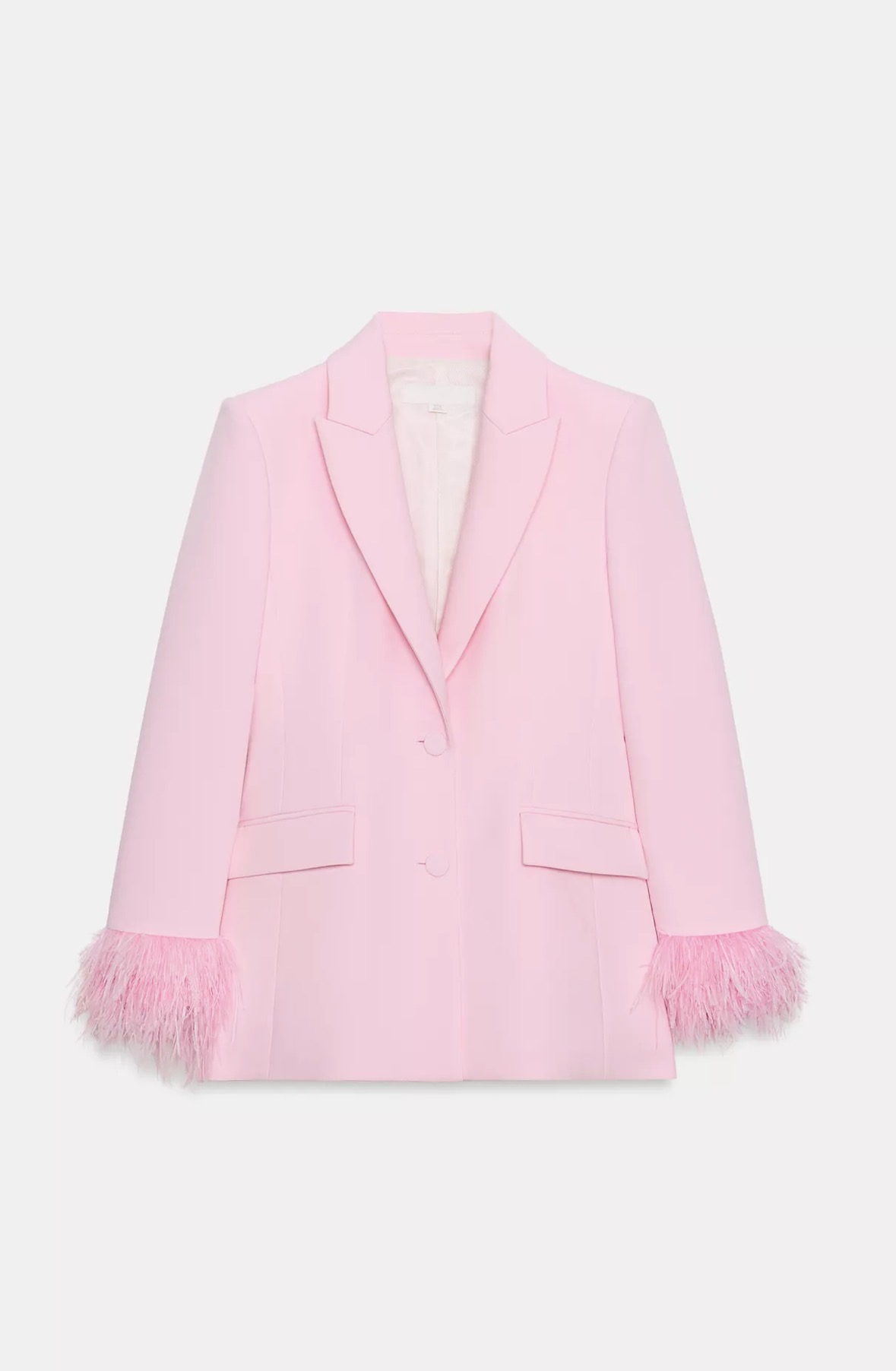 Zara Blazer with Feather Cuffs Zara blazer feather cuffs sold out Zara pink feather blazer Zara 2529/593/620 Pink Ref 2529/593/620