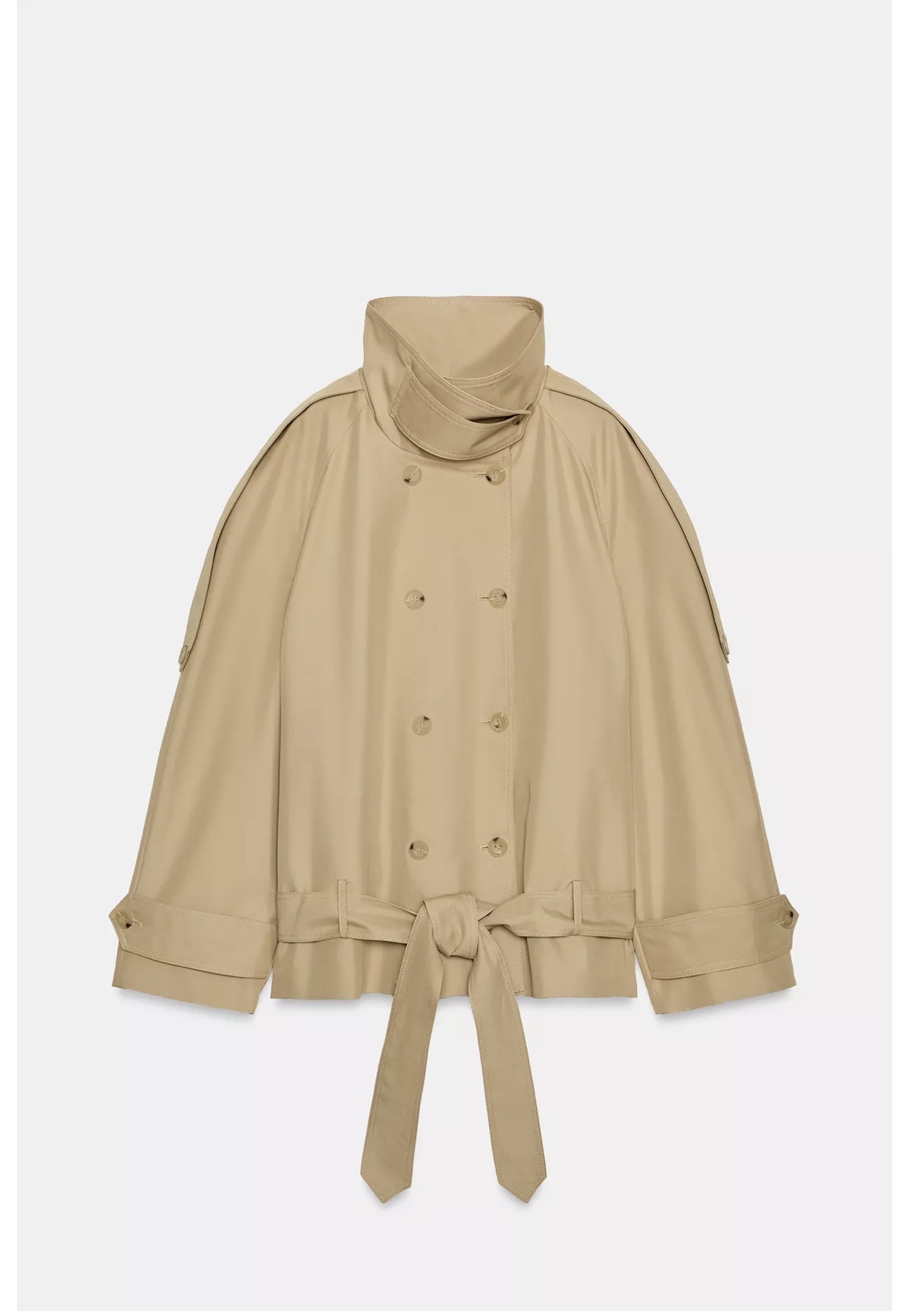 Zara Short High Neck Trench Coat ZW Collection Zara short trench coat sold out Zara ZW trench coat Zara 7522/060/710 Beige Ref 7522/060/710