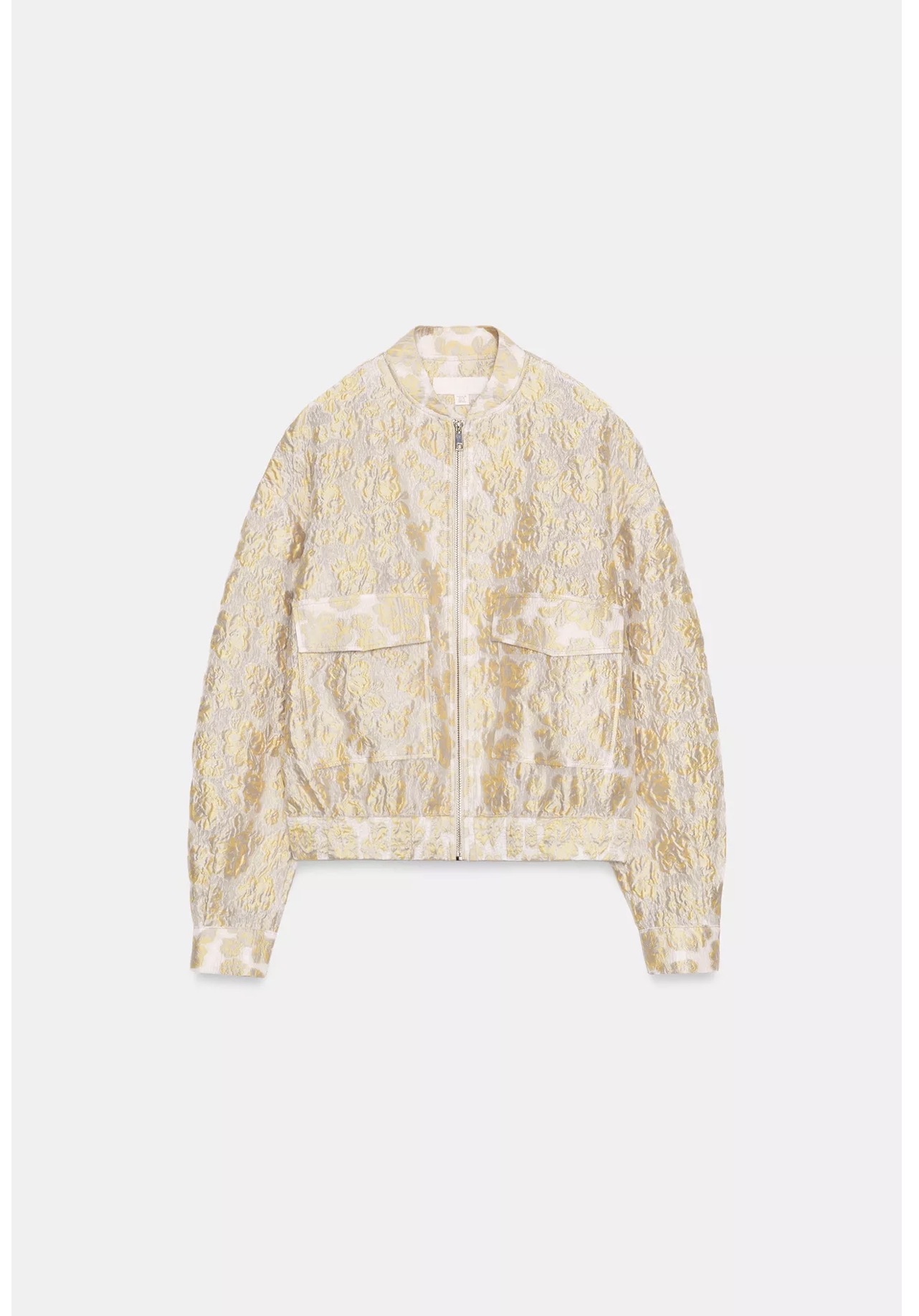 Zara Floral Jacquard Bomber Jacket Light Yellow Ref 8741/105/308