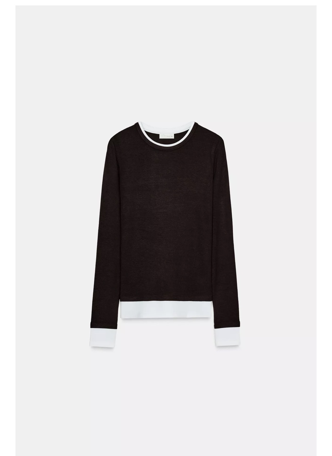 Zara Double Contrast T-Shirt Chocolate Ref 3641/628/717